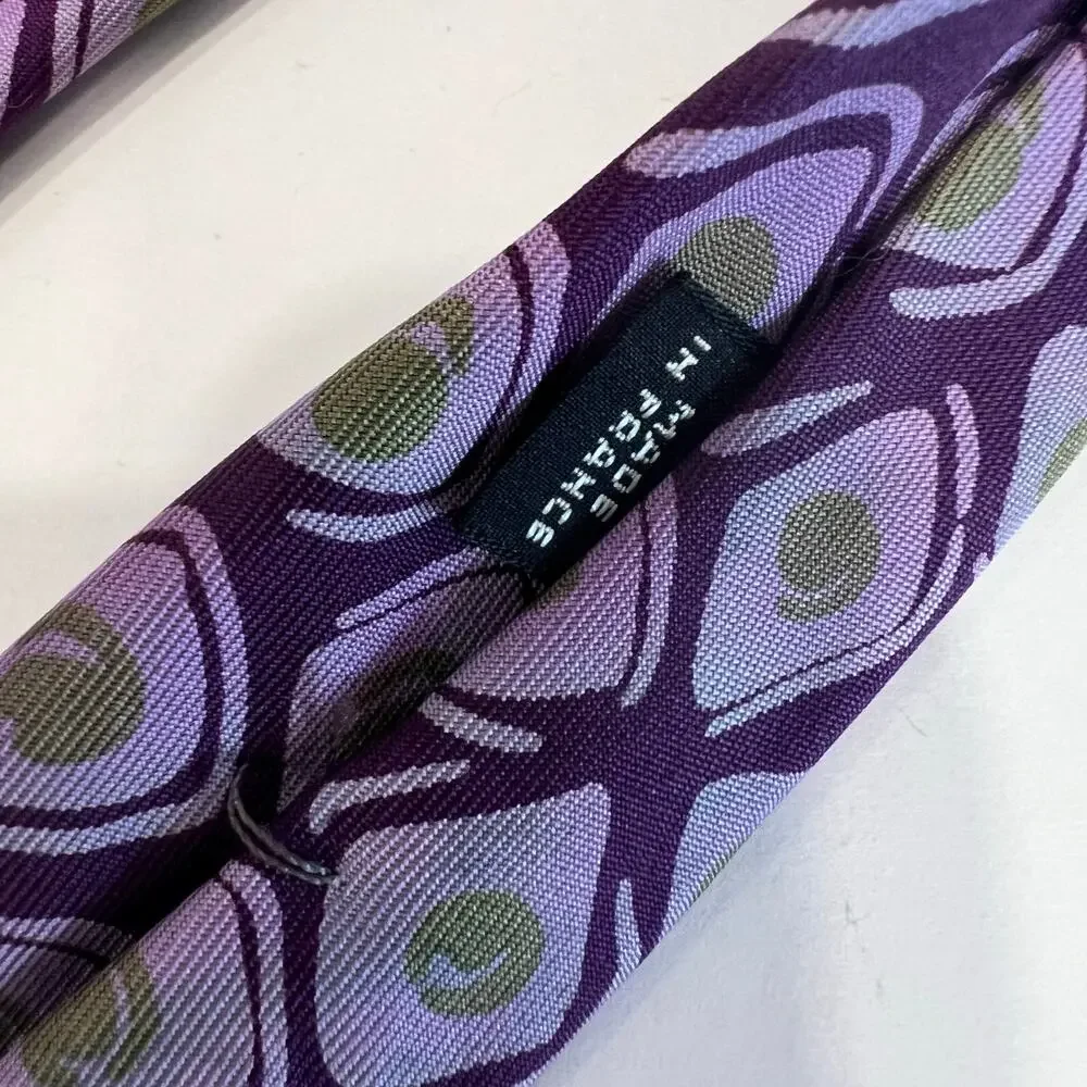 Charvet Place Vendôme 100% Silk Men’s Neck Tie Purple & Green Made in France JP